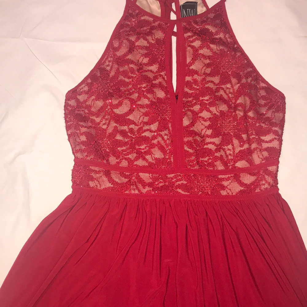 Long red bridesmaid or prom dress